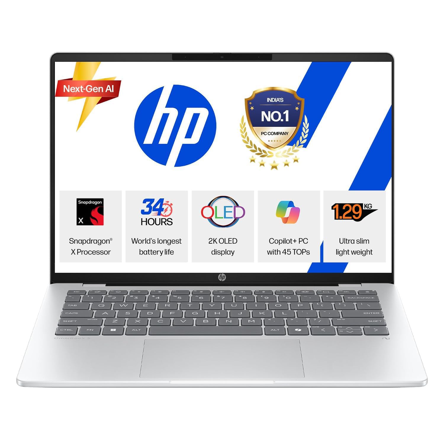 HP OmniBook 5 14 HE0000CA Copilot+ PC – Snapdragon X, 16GB RAM, 512GB SSD image 2